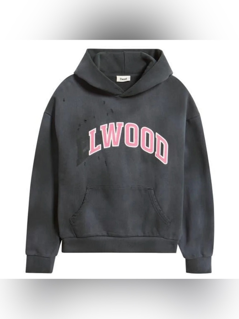 ELWOOD // Fireside Distressed Logo Hoodie in a washed black